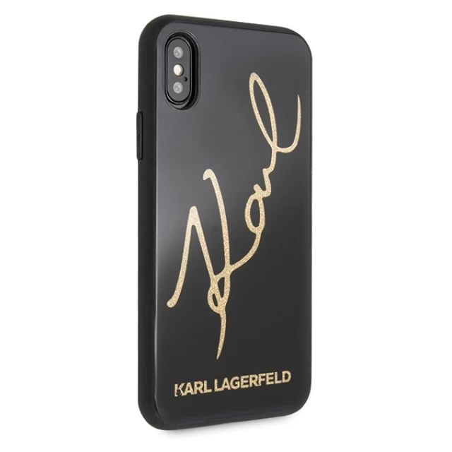 Чехол Karl Lagerfeld Signature Glitter для iPhone X | XS Black (KLHCPXDLKSBK)