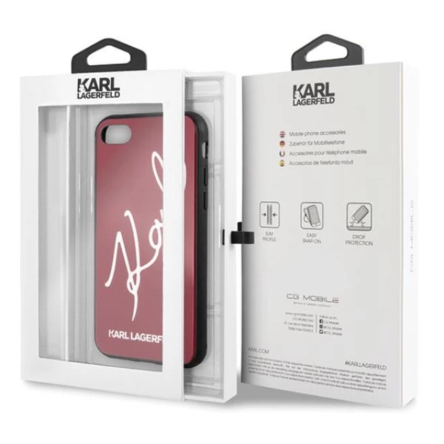 Чехол Karl Lagerfeld Signature Glitter для iPhone SE 2020/8/7 Red (KLHCI8DLKSRE)