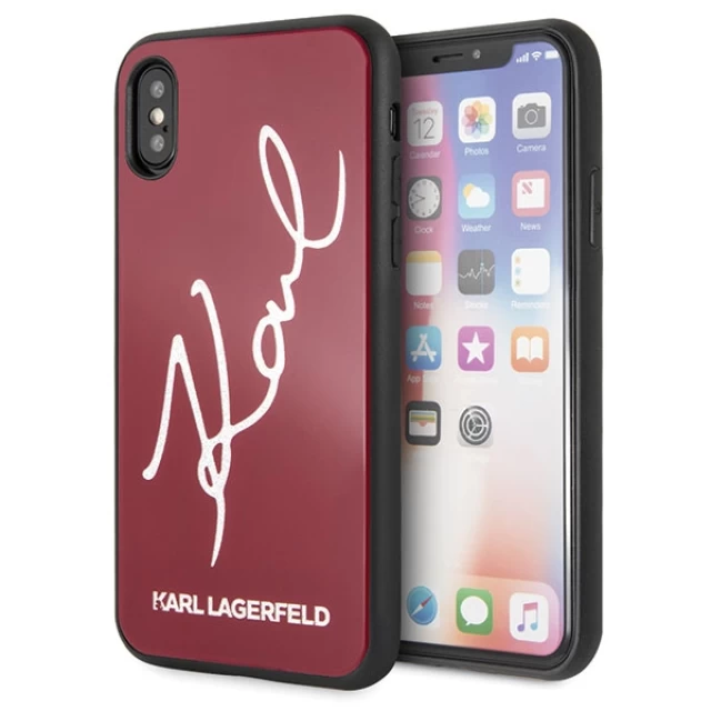Чехол Karl Lagerfeld Signature Glitter для iPhone X | XS Red (KLHCPXDLKSRE)