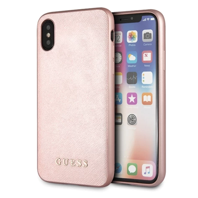 Чехол Guess Saffiano для iPhone X | XS Pink (GUHCPXSLSAPI)