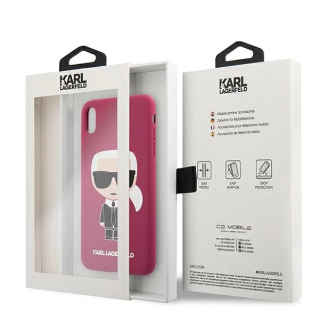 Чохол Karl Lagerfeld Silicone Ikonik для iPhone X | XS Fushia (KLHCPXSLFKFU)