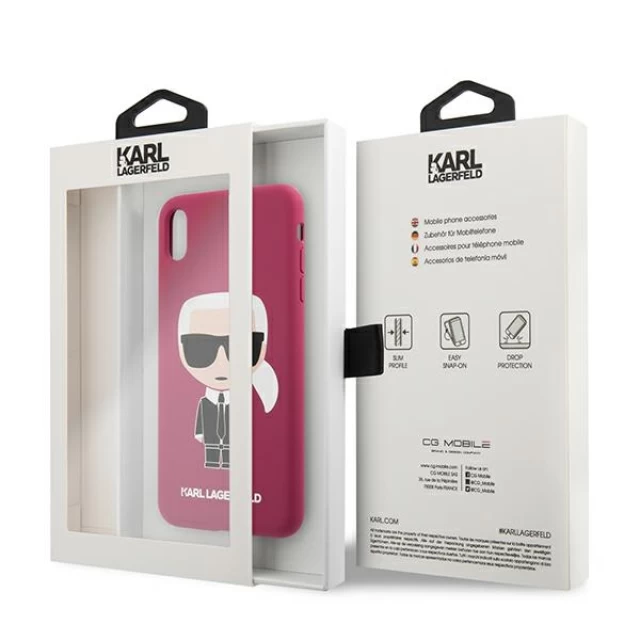 Чехол Karl Lagerfeld Silicone Ikonik для iPhone X | XS Fushia (KLHCPXSLFKFU)