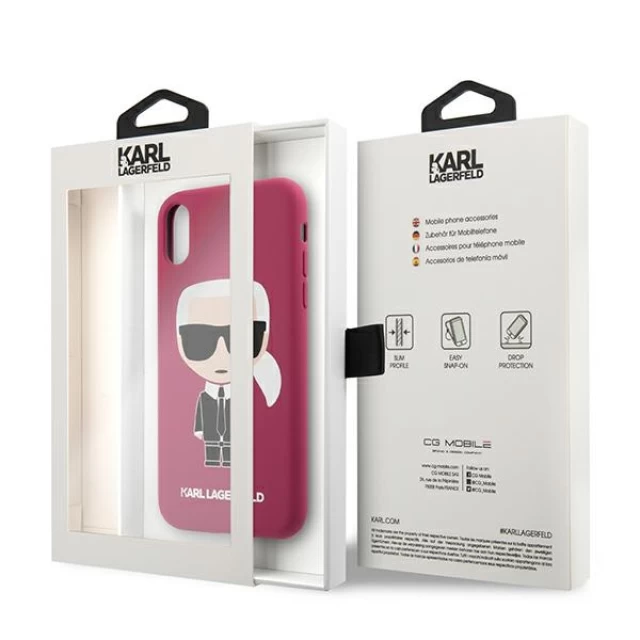 Чехол Karl Lagerfeld Silicone Ikonik для iPhone XR Fushia (KLHCI61SLFKFU)