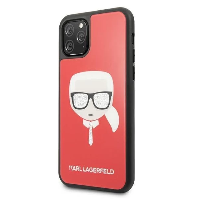 Чехол Karl Lagerfeld Glitter Karl's Head для iPhone 11 Pro Red (KLHCN58DLHRE)