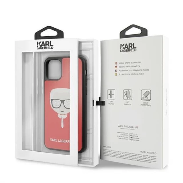 Чехол Karl Lagerfeld Glitter Karl's Head для iPhone 11 Pro Red (KLHCN58DLHRE)