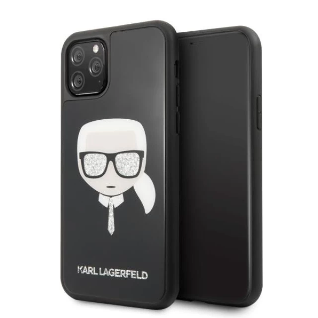 Чохол Karl Lagerfeld Glitter Karl's Head для iPhone 11 Pro Black (KLHCN58DLHBK)