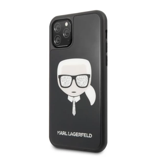 Чехол Karl Lagerfeld Glitter Karl's Head для iPhone 11 Pro Black (KLHCN58DLHBK)