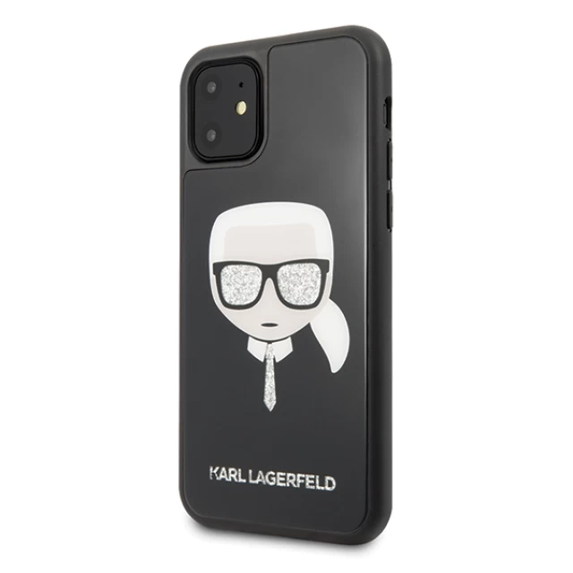 Чехол Karl Lagerfeld Glitter Karl's Head для iPhone 11 Black (KLHCN61DLHBK)