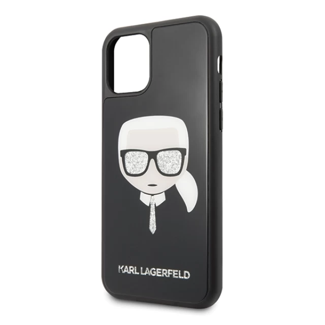 Чехол Karl Lagerfeld Glitter Karl's Head для iPhone 11 Black (KLHCN61DLHBK)