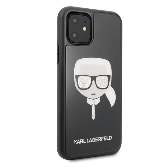 Чехол Karl Lagerfeld Glitter Karl's Head для iPhone 11 Black (KLHCN61DLHBK)