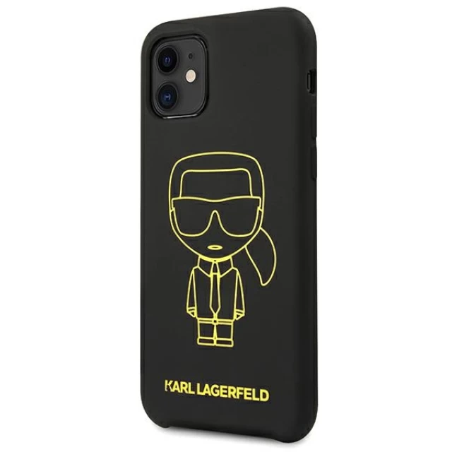 Чехол Karl Lagerfeld Silicone Ikonik Yellow Outline для iPhone 11 Black (KLHCN61SILFLYBK)