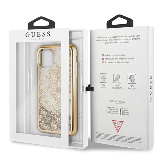 Чехол Guess 4G Peony Liquid Glitter для iPhone 11 Pro Gold (GUHCN58PEOLGGO)