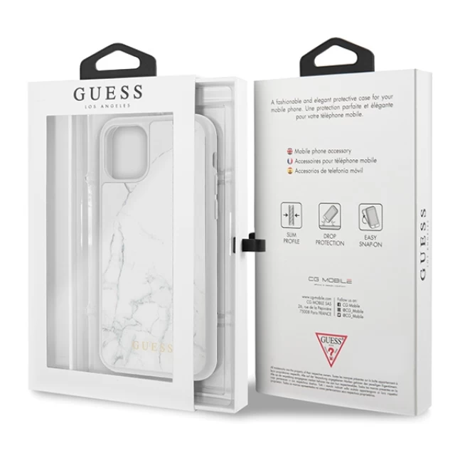 Чохол Guess Marble Glass для iPhone 11 White (GUHCN61HYMAWH)