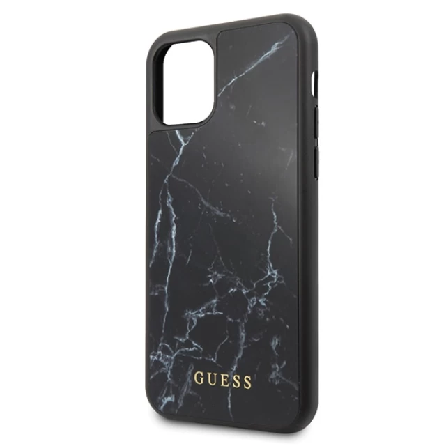 Чехол Guess Marble Glass для iPhone 11 Black (GUHCN61HYMABK)