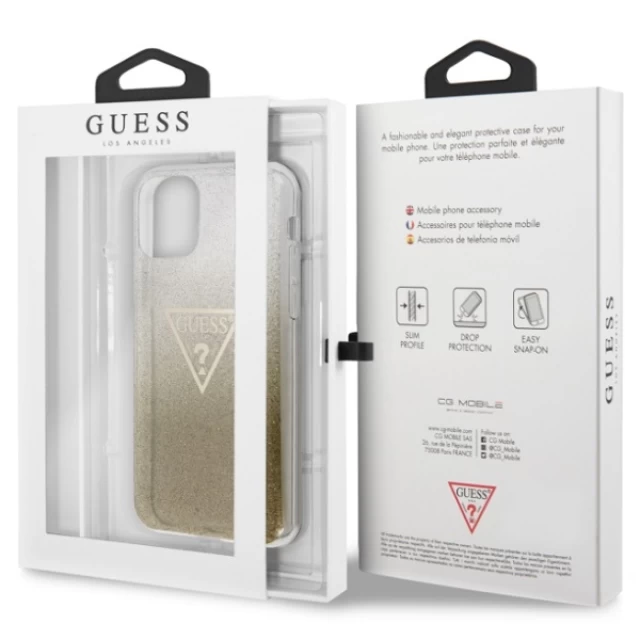 Чехол Guess Glitter Triangle для iPhone 11 Gold (GUHCN61SGTLGO)
