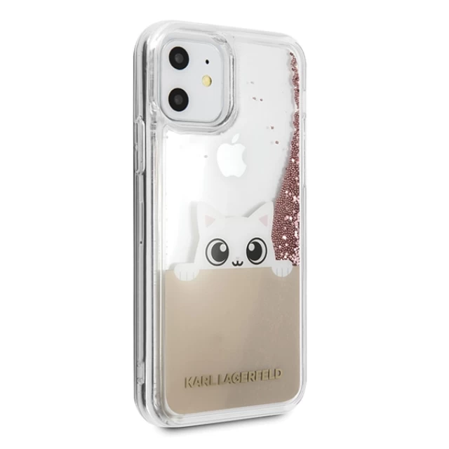 Чохол Karl Lagerfeld Liquid Glitter для iPhone 11 Pink Gold (KLHCN61PABGNU)