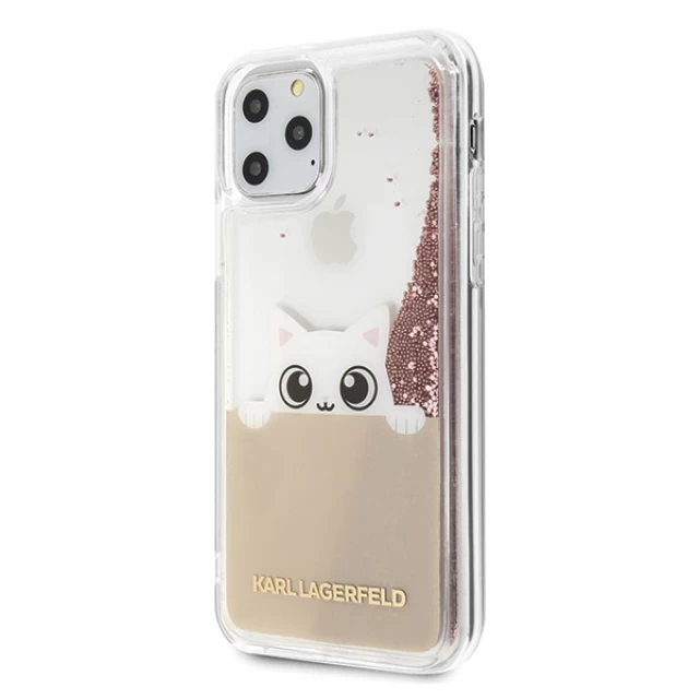 Чохол Karl Lagerfeld Peek a Boo Liquid Glitter для iPhone 11 Pro Max Pink Gold (KLHCN65PABGNU)