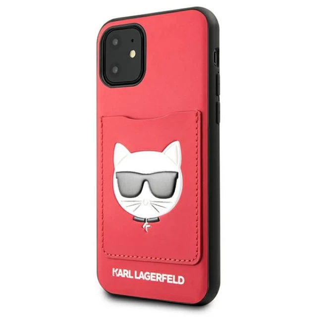 Чохол Karl Lagerfeld Choupette Head Cardslot для iPhone 11 Red (KLHCN61CSKCRE)