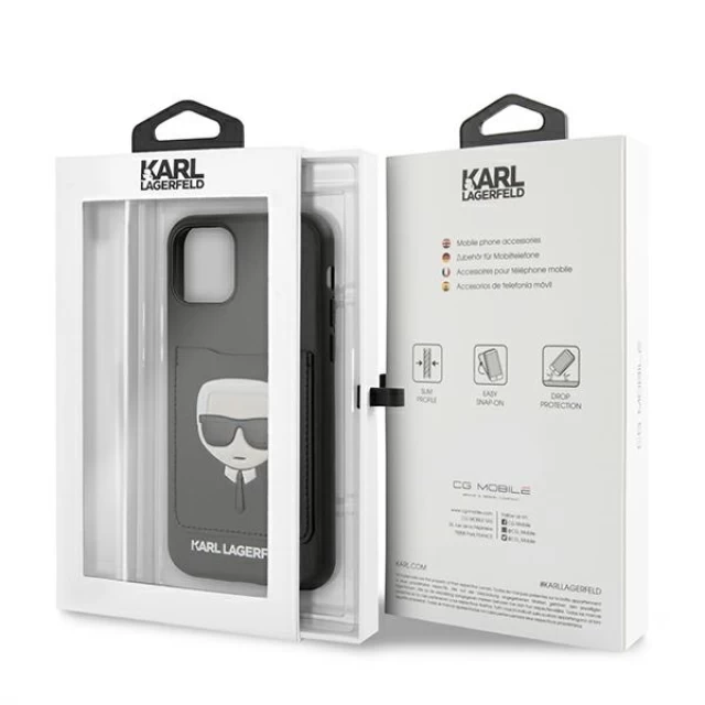 Чехол Karl Lagerfeld Karl's Head Cardslot для iPhone 11 Pro Black (KLHCN58CSKCBK)