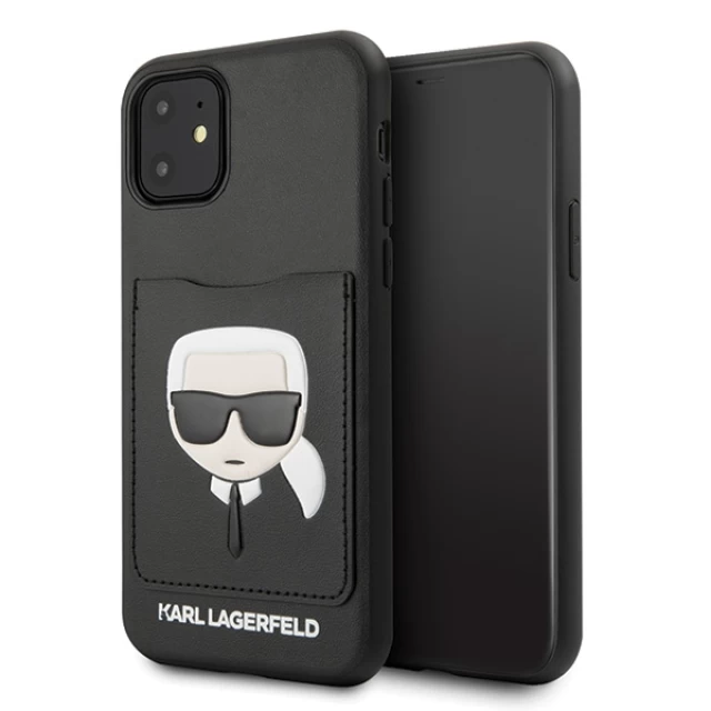 Чохол Karl Lagerfeld Karl's Head Cardslot для iPhone 11 Black (KLHCN61CSKCBK)