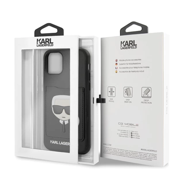 Чохол Karl Lagerfeld Karl's Head Cardslot для iPhone 11 Black (KLHCN61CSKCBK)