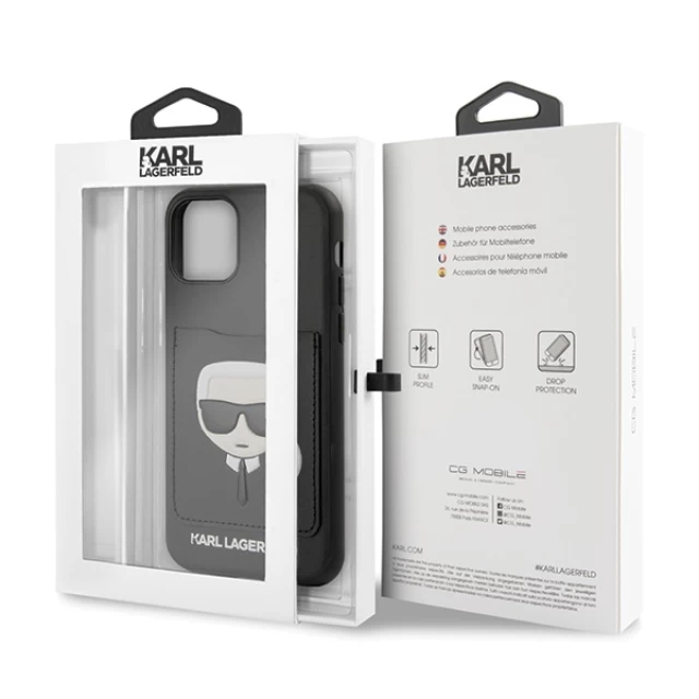 Чехол Karl Lagerfeld Karl's Head Cardslot для iPhone 11 Black (KLHCN61CSKCBK)