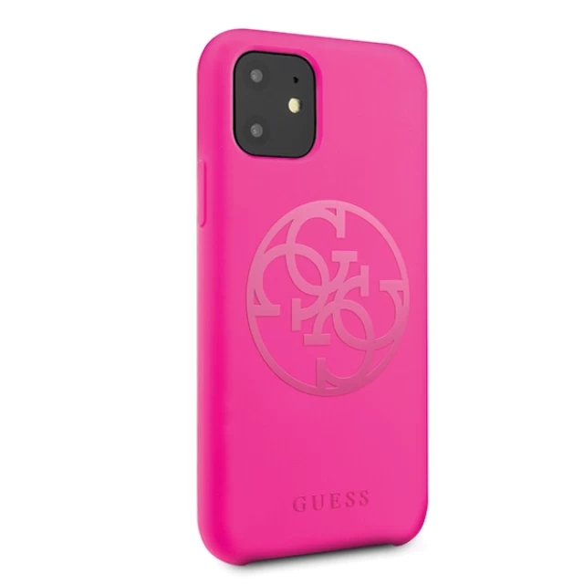 Чехол Guess Silicone 4G Tone On Tone для iPhone 11 Fuchsia (GUHCN61LS4GFU)