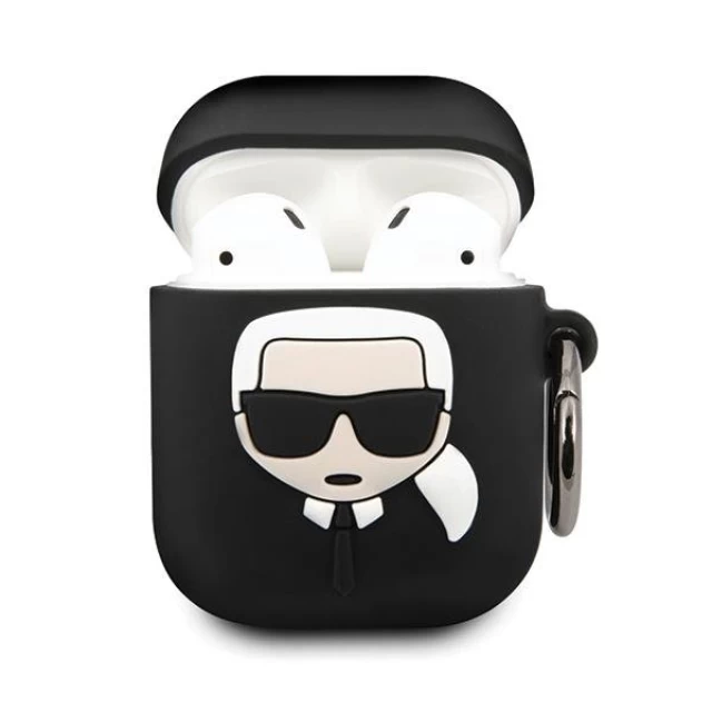 Чохол Karl Lagerfeld Silicone Iconic для AirPods 2/1 Black (KLACCSILKHBK)