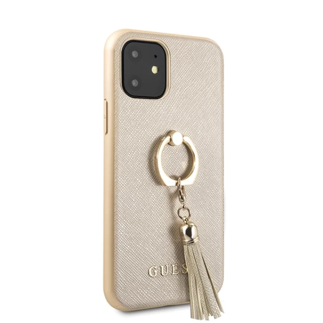 Чохол Guess Saffiano with Ring Stand для iPhone 11 Beige (GUHCN61RSSABE)