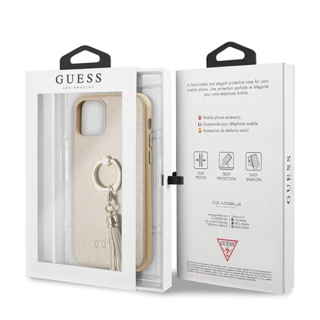 Чохол Guess Saffiano with Ring Stand для iPhone 11 Beige (GUHCN61RSSABE)