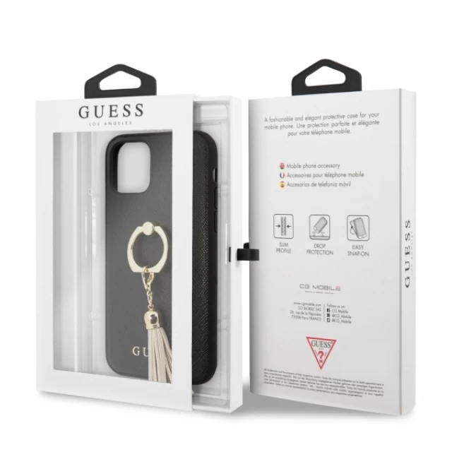 Чохол Guess Saffiano with Ring Stand для iPhone 11 Black (GUHCN61RSSABK)