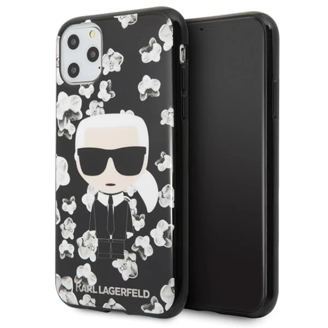 Чохол Karl Lagerfeld Flower Iconic Karl для iPhone 11 Pro Black (KLHCN58FLFBBK)