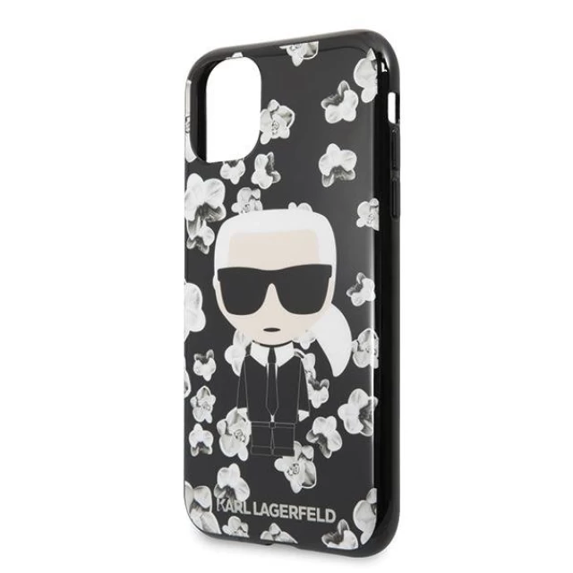 Чехол Karl Lagerfeld Flower Iconic Karl для iPhone 11 Pro Black (KLHCN58FLFBBK)