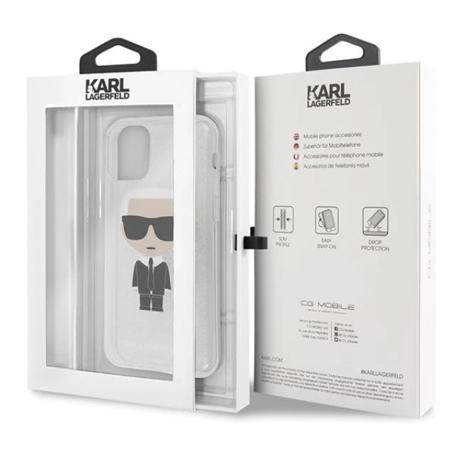 Чохол Karl Lagerfeld Iconic Karl для iPhone 11 Pro Silver (KLHCN58TPUTRIKSL)