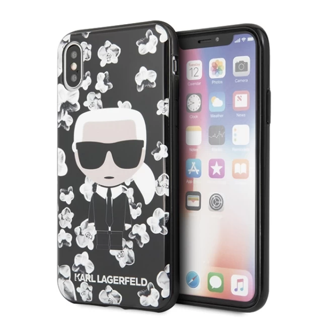 Чохол Karl Lagerfeld Flower Ikonik Karl для iPhone X | XS Black (KLHCPXFLFBBK)