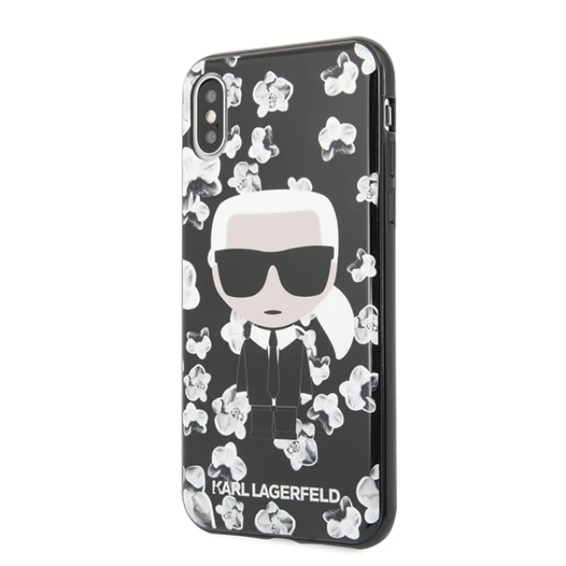 Чохол Karl Lagerfeld Flower Ikonik Karl для iPhone X | XS Black (KLHCPXFLFBBK)