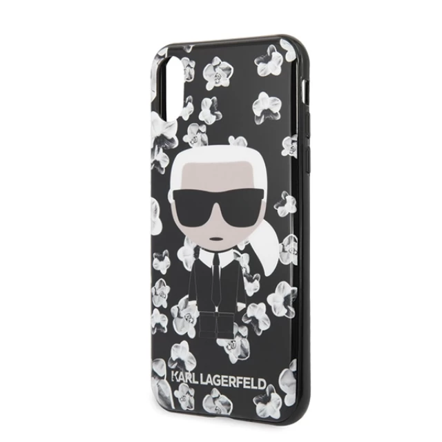 Чохол Karl Lagerfeld Flower Ikonik Karl для iPhone X | XS Black (KLHCPXFLFBBK)