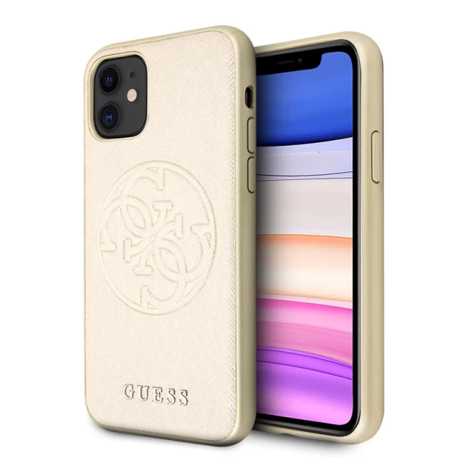 Чохол Guess Saffiano 4G Circle Logo для iPhone 11 Gold (GUHCN61RSSASGO)