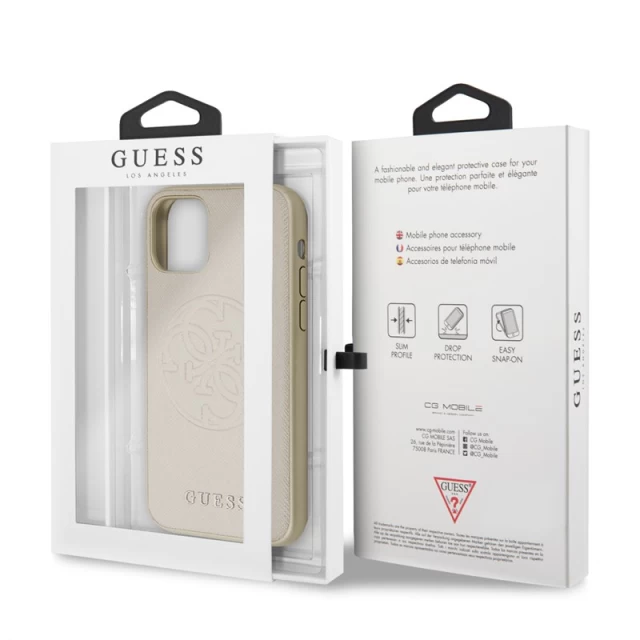 Чехол Guess Saffiano 4G Circle Logo для iPhone 11 Gold (GUHCN61RSSASGO)