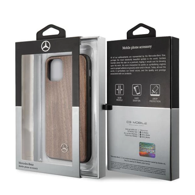 Чехол Mercedes для iPhone 11 Pro Max Wood Line Walnut (MEHCN65VWOLB)