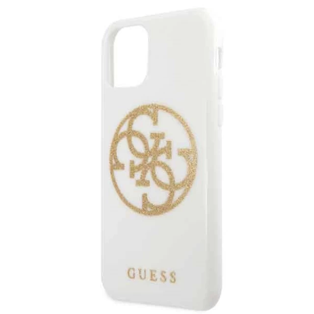 Чехол Guess Glitter 4G Circle Logo для iPhone 11 White (GUHCN61TPUWHGLG)