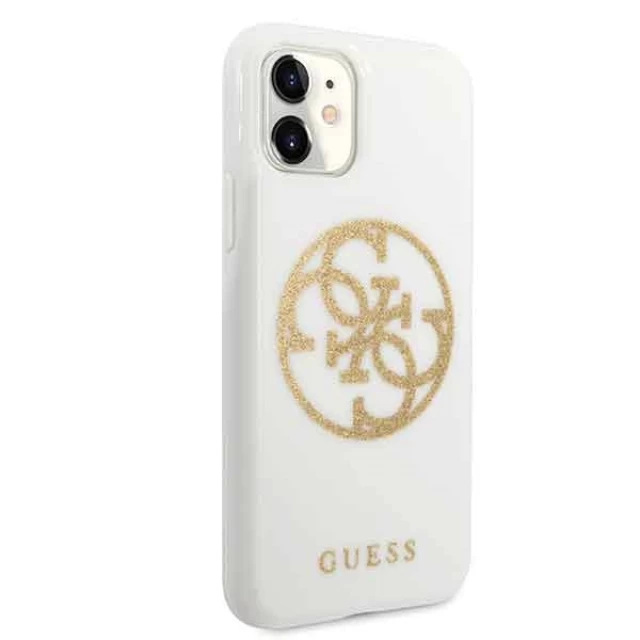 Чехол Guess Glitter 4G Circle Logo для iPhone 11 White (GUHCN61TPUWHGLG)