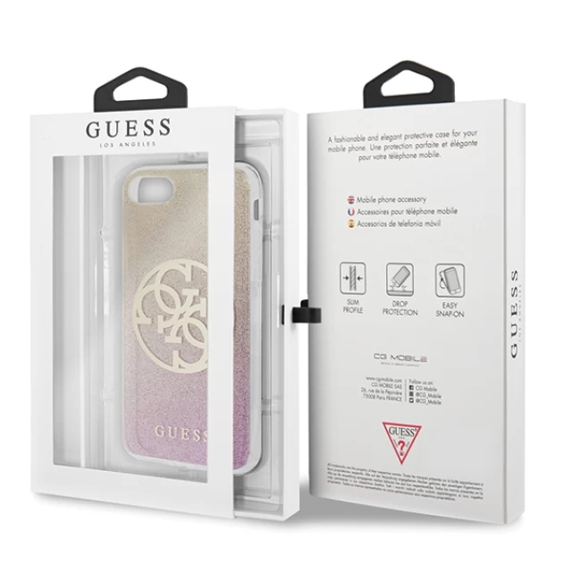 Чохол Guess Glitter Gradient 4G Circle Logo для iPhone 7 | 8 | SE 2022/2020 Rose Gold (GUHCI8PCUGLPGG)