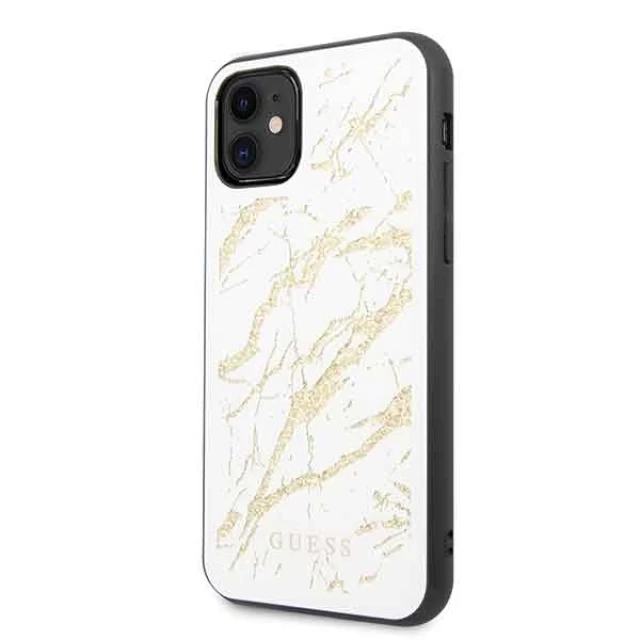 Чехол Guess Glitter Marble Glass для iPhone 11 White (GUHCN61MGGWH)