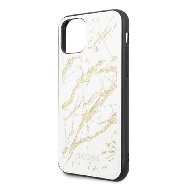 Чехол Guess Glitter Marble Glass для iPhone 11 White (GUHCN61MGGWH)