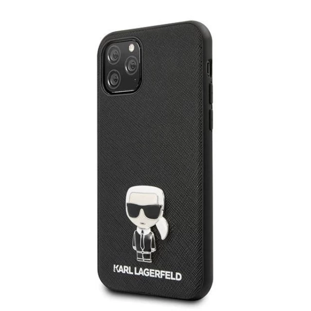 Чехол Karl Lagerfeld Saffiano Iconic Metal для iPhone 11 Pro Max Black (KLHCN65IKFBMBK)