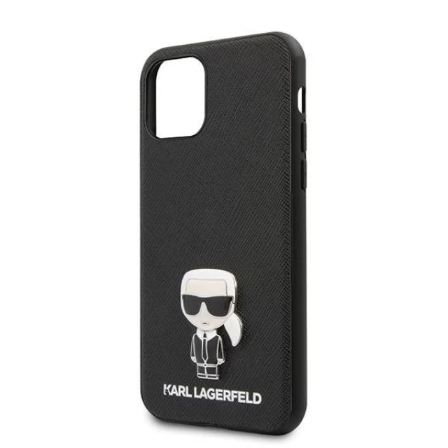 Чехол Karl Lagerfeld Saffiano Iconic Metal для iPhone 11 Pro Max Black (KLHCN65IKFBMBK)