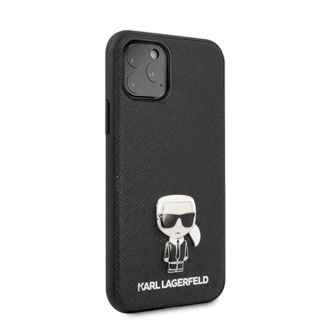Чохол Karl Lagerfeld Saffiano Iconic Metal для iPhone 11 Pro Max Black (KLHCN65IKFBMBK)