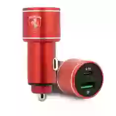 Автомобильное зарядное устройство Ferrari Scuderia Fast Charge USB-A/microUSB 36W Red (FEOCCALRE)