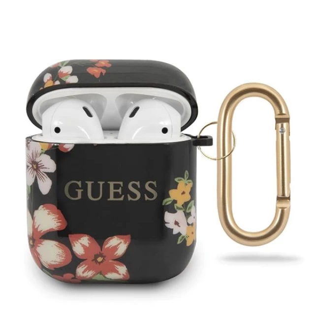 Чохол Guess Flower Collection для AirPods 2/1 Black (GUACA2TPUBKFL04)